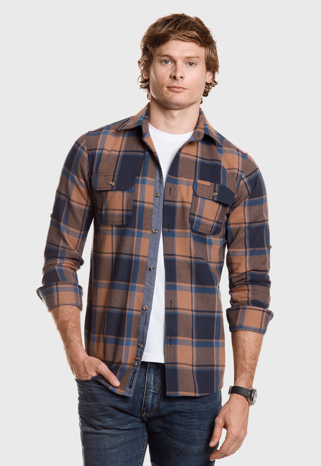 CAMISA CHECKERED MICHIGAN FJ GOLD - 1