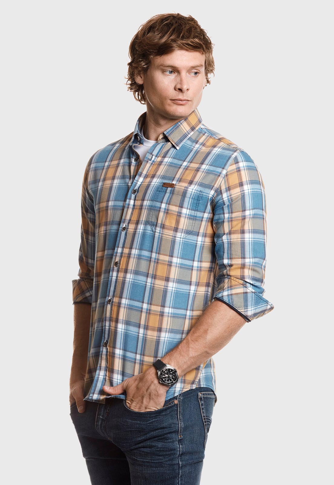 CAMISA CHECKERED MIDLAN MUSTARD - 1