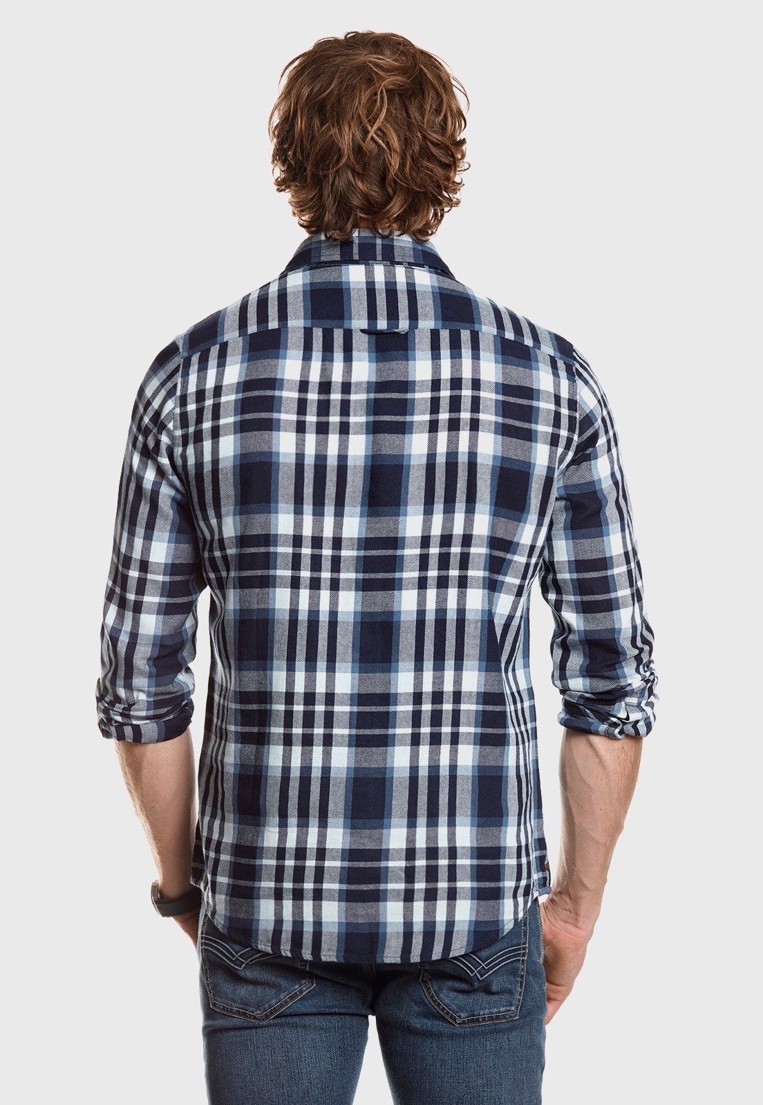 CAMISA CHECKERED MORGAN FJ NAVY - 3