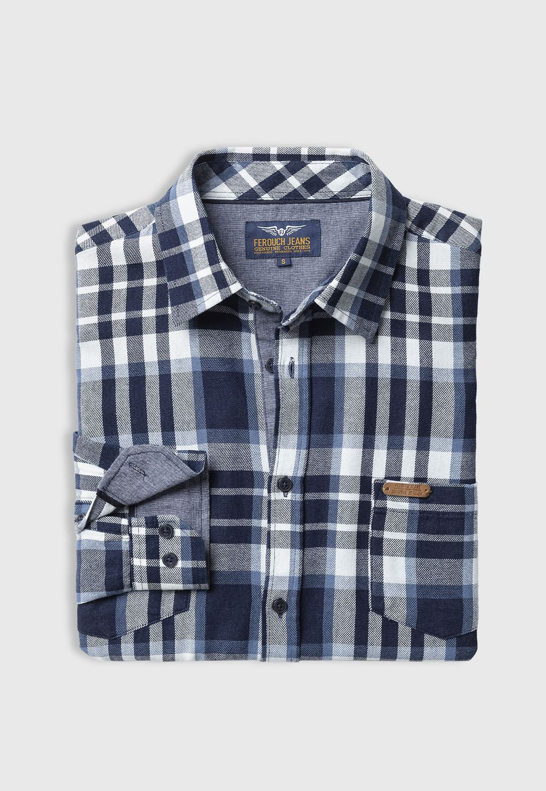 CAMISA CHECKERED MORGAN FJ NAVY - 5