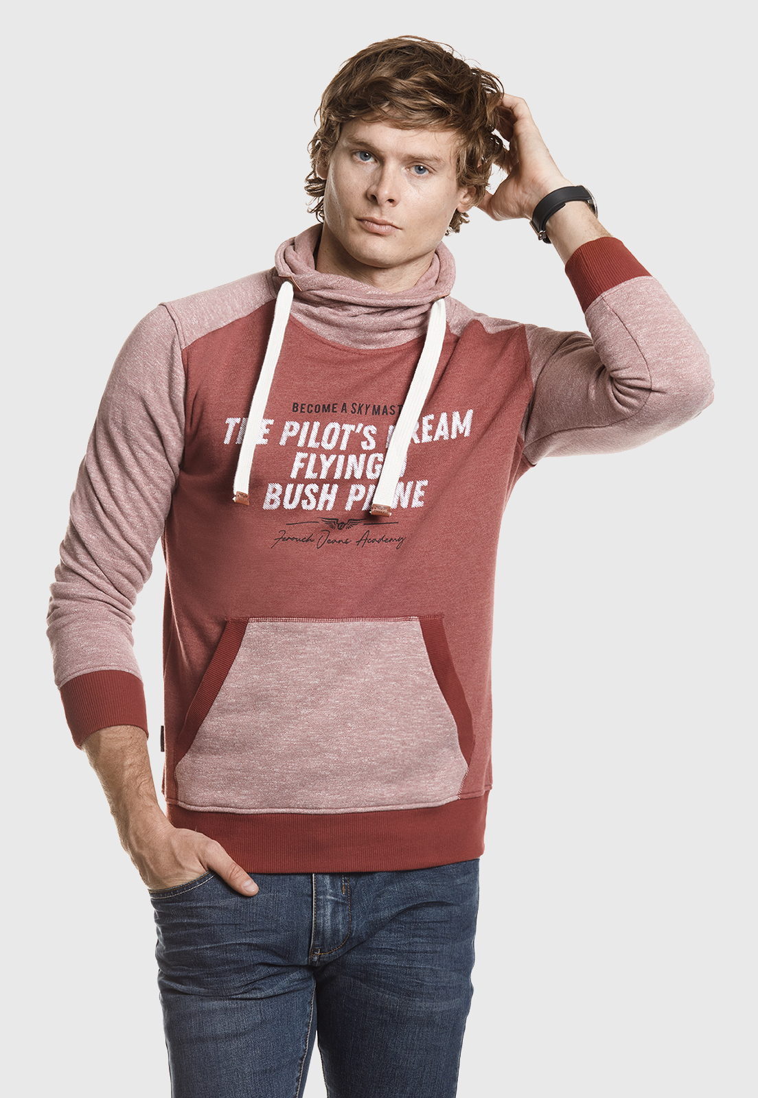 POLERÓN HOODIE WASHINGTON DK BRICK MELANGE - 1