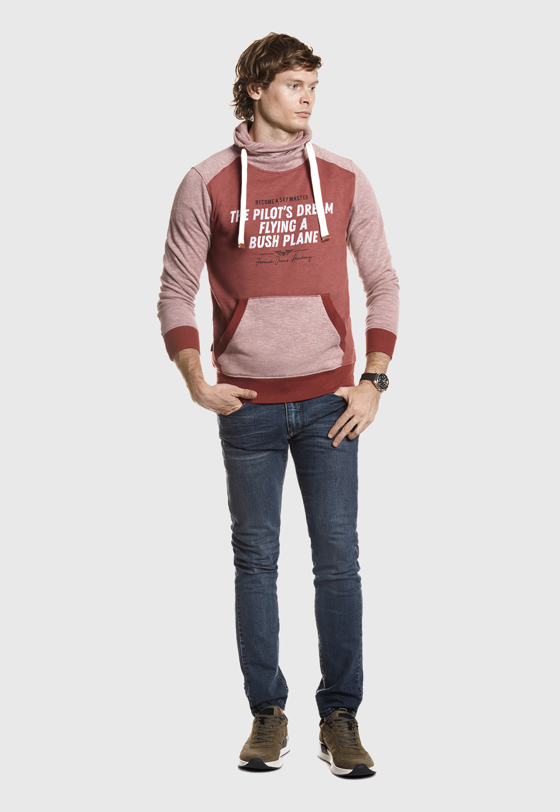 POLERÓN HOODIE WASHINGTON DK BRICK MELANGE - 2