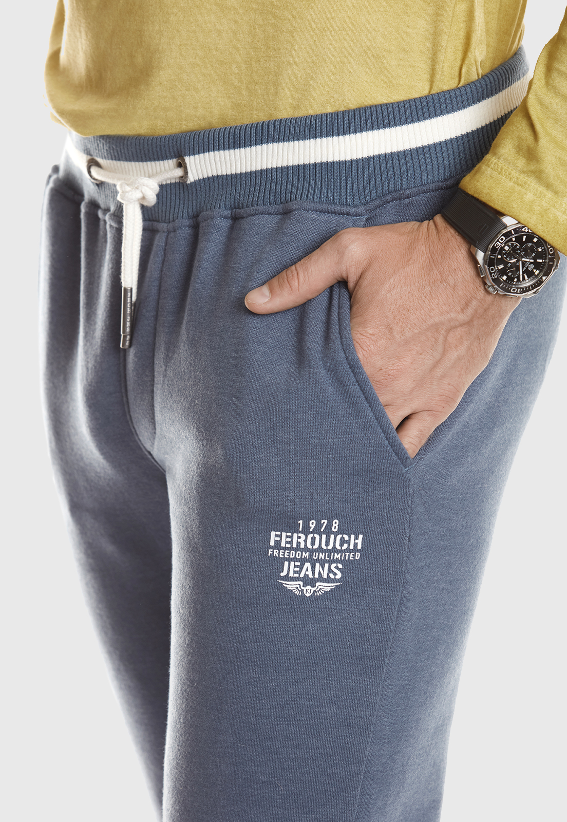 PANTALÓN DE BUZO ALGODÓN HOMBRE FEROUCH MELANGE 394310R0299 OHIO STONE - 4