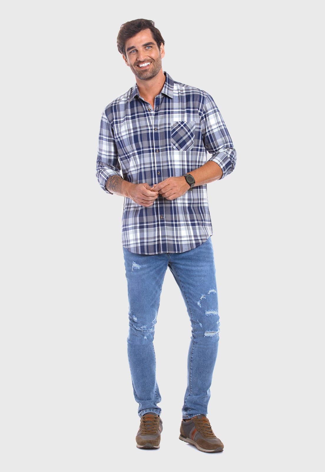 CAMISA CHECKERED DENVER F NAVY - 2