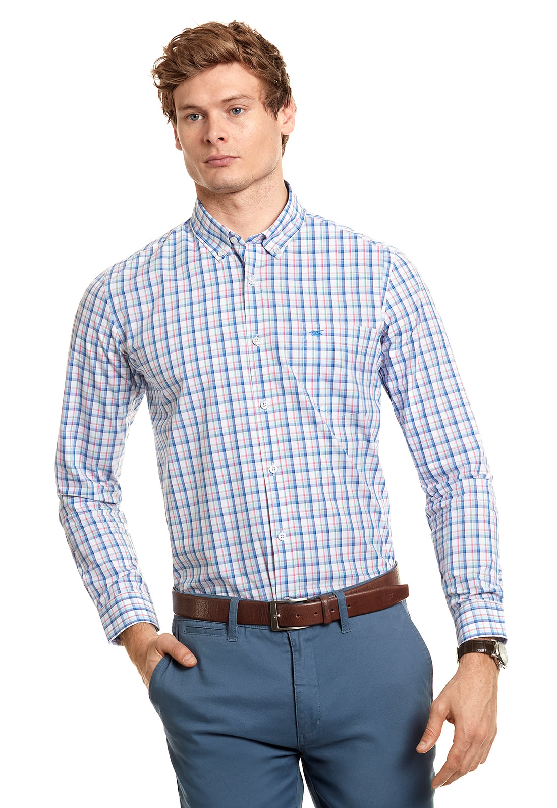 CAMISA CHECKERED SEATTLE PEACH - 1
