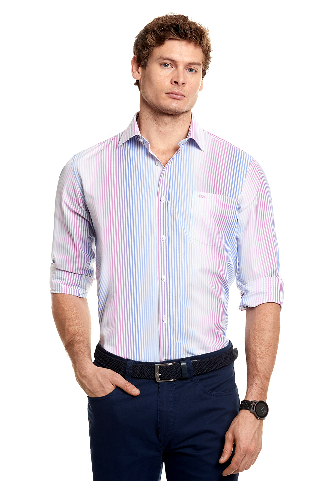 CAMISA LISTADA DEGRADÉ F PINK - 1