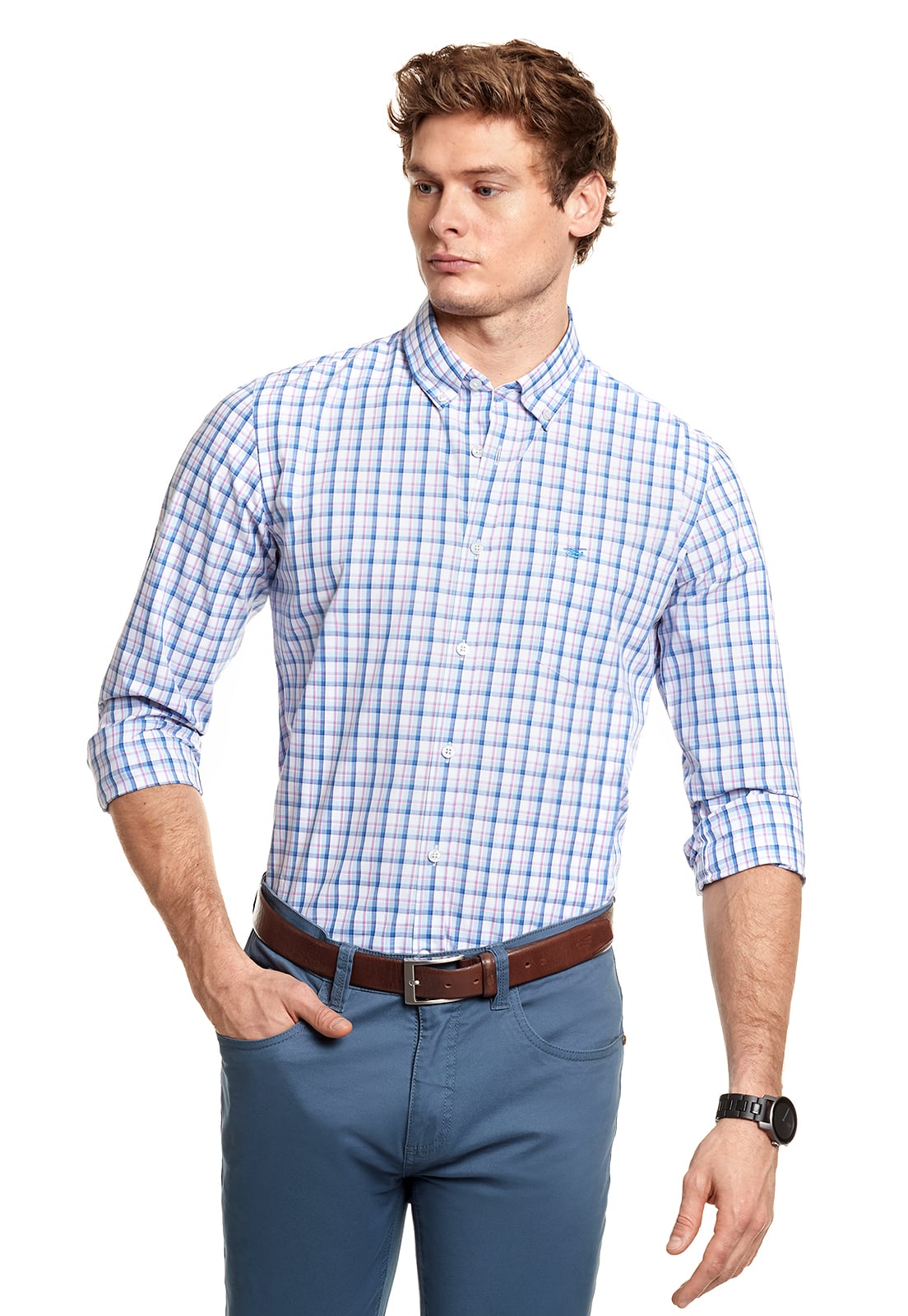 CAMISA CHECKERED SEATTLE PINK - 1