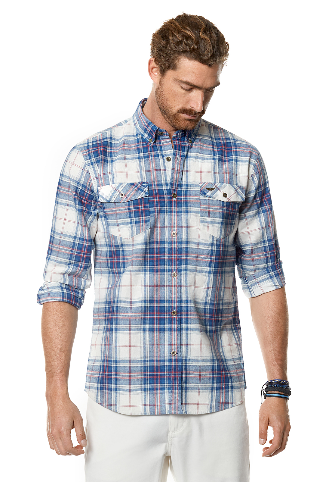 CAMISA CHECKERED TEXAS FJ BLUE - 1