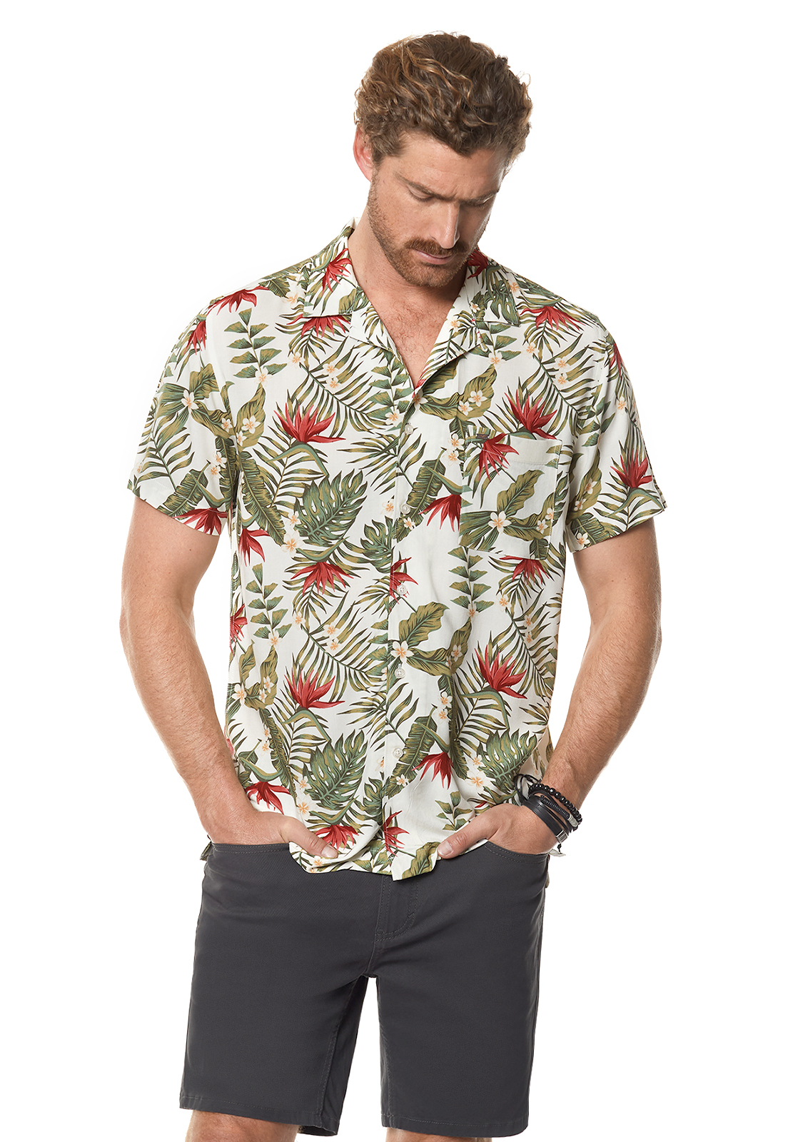 CAMISA ESTAMPADA MICHIGAN FJ ECRU - 1