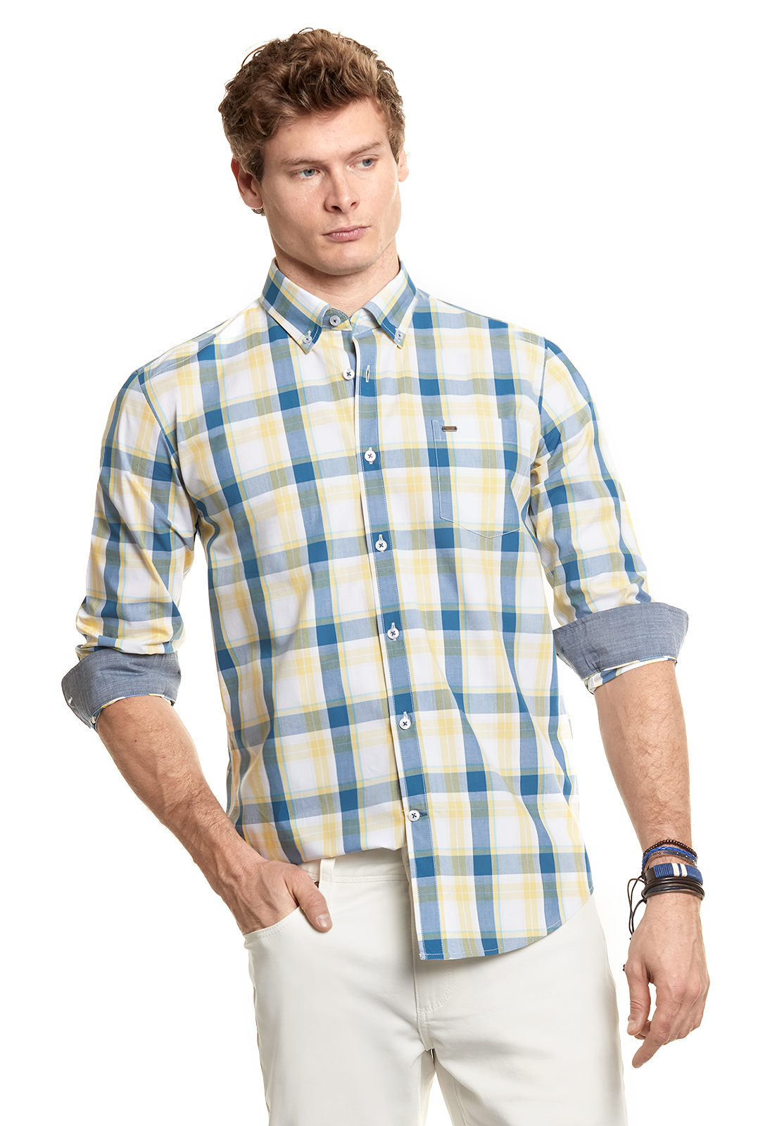 CAMISA CHECKERED KANSAS FJ YELLOW - 1