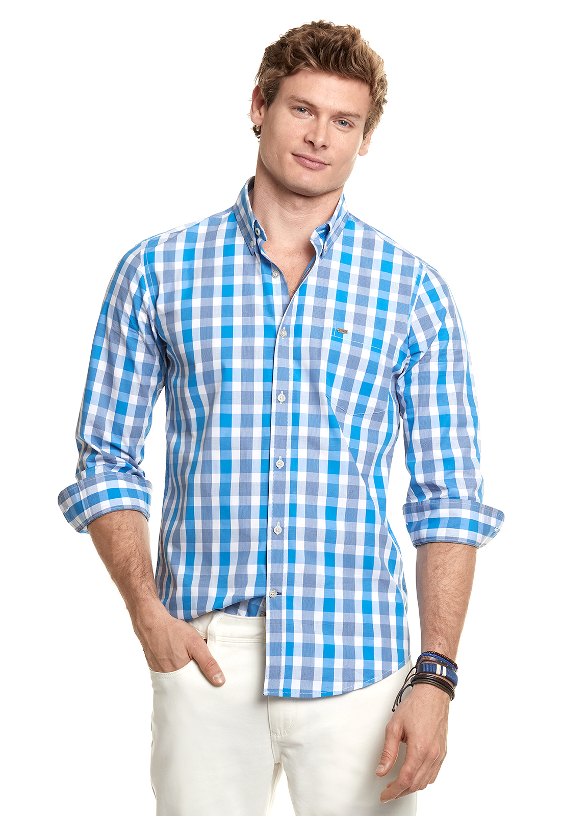 CAMISA CHECKERED CHICAGO FJ NAVY - 1