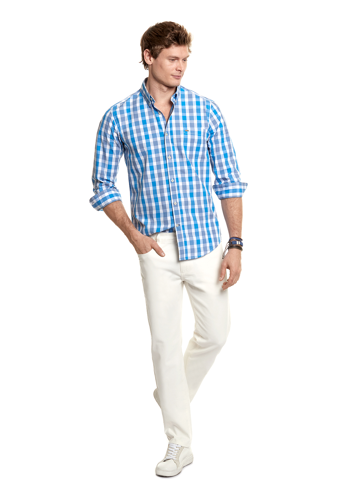 CAMISA CHECKERED CHICAGO FJ NAVY - 2