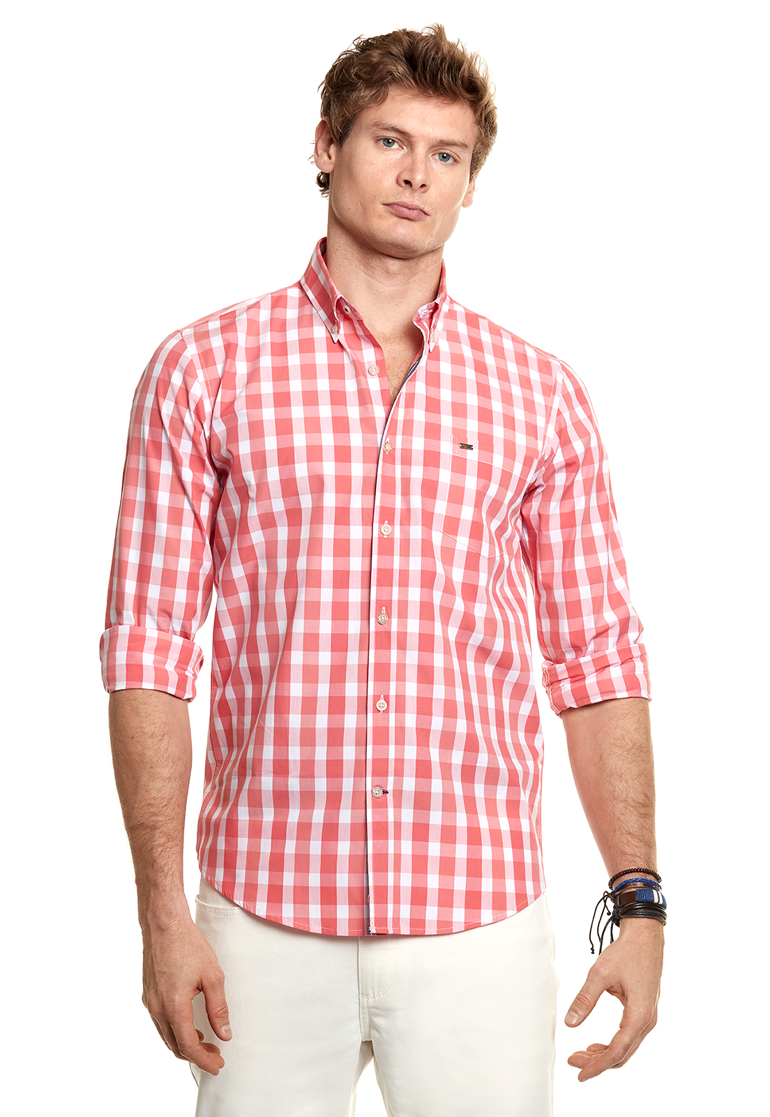 CAMISA CHECKERED CHICAGO FJ CORAL - 1