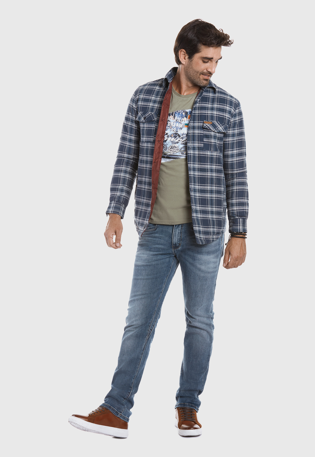 CHAQUETA OVERSHIRT CHECHERED FJ NAVY - 2