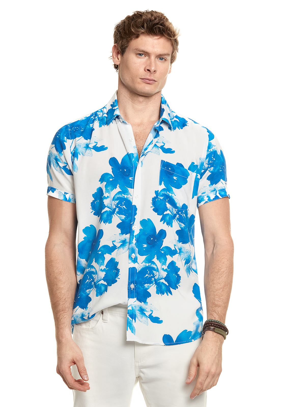 CAMISA ESTAMPADA ACUARELA FJ INDIGO - 1