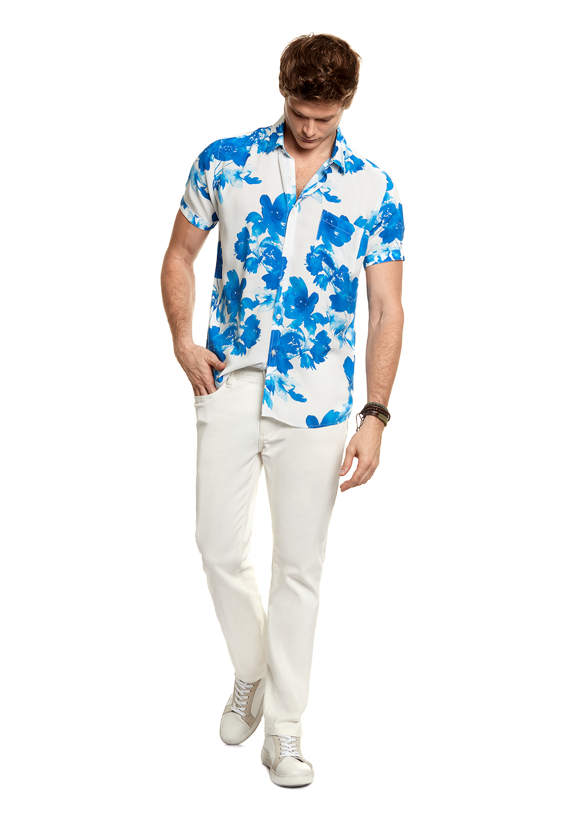 CAMISA ESTAMPADA ACUARELA FJ INDIGO - 2