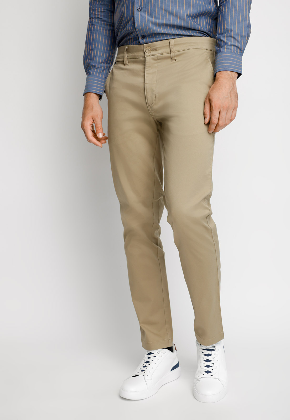 PANTALÓN TWILL SIN PLIEGUES SLIM L/31 KHAKI - 1