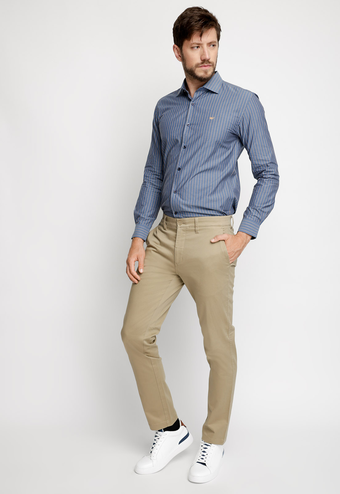 PANTALÓN TWILL SIN PLIEGUES SLIM L/31 KHAKI - 4