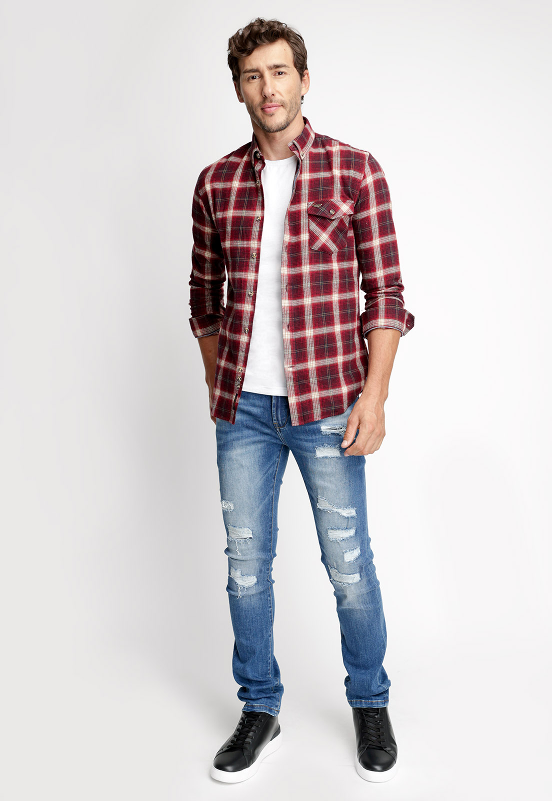 CAMISA CHECKERED COLORADO FJ WINE - 4