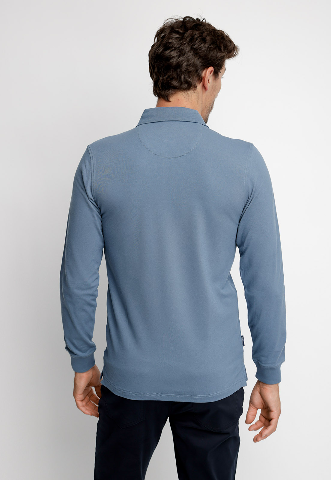 POLERA POLO BÁSICA MANGA LARGA STONE BLUE - 4