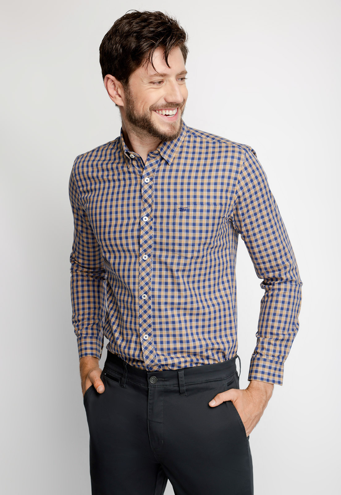 CAMISA CHECKERED DAKOTA F GOLD - 1