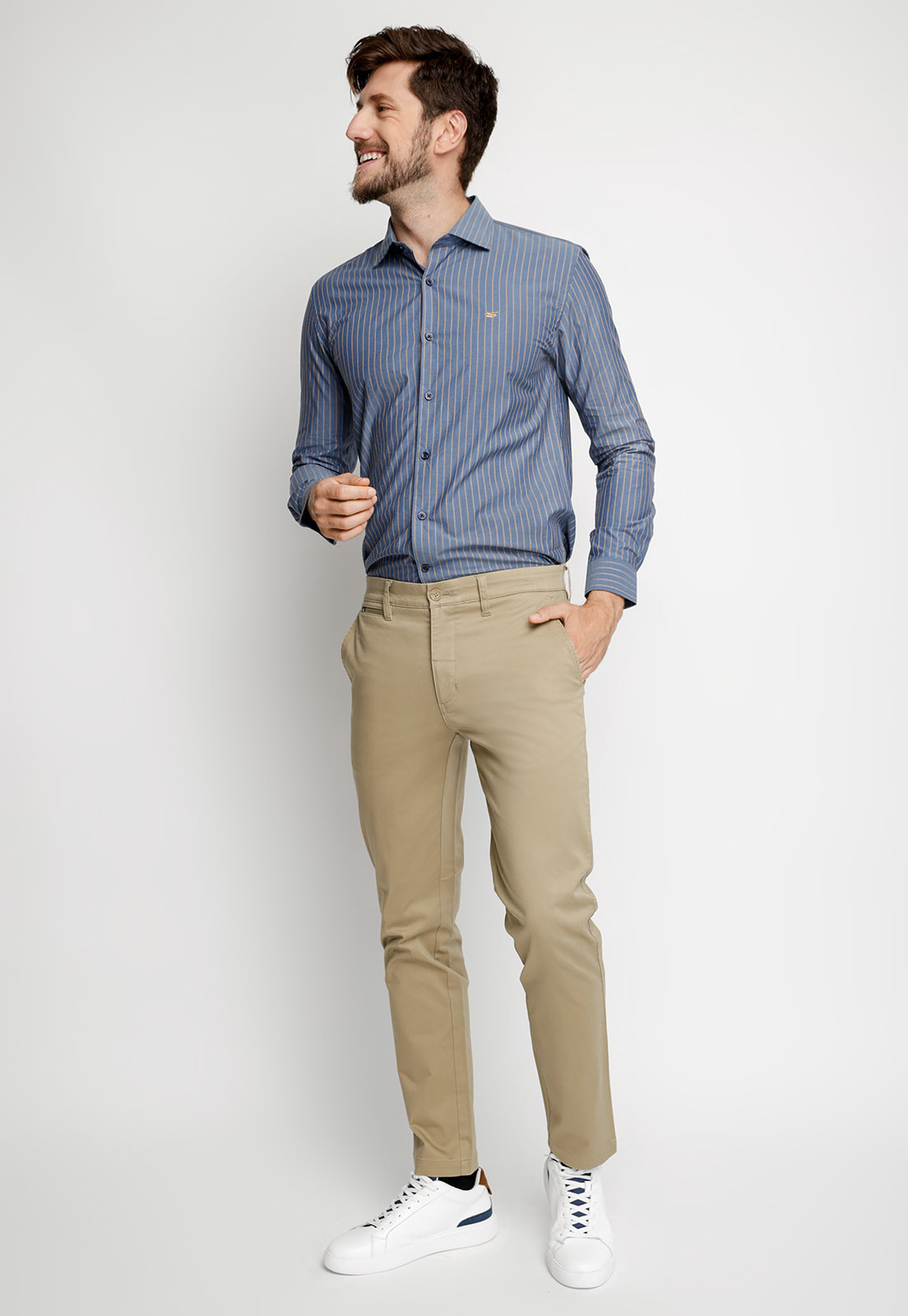 CAMISA STRIPED COLOR F CAMEL - 4