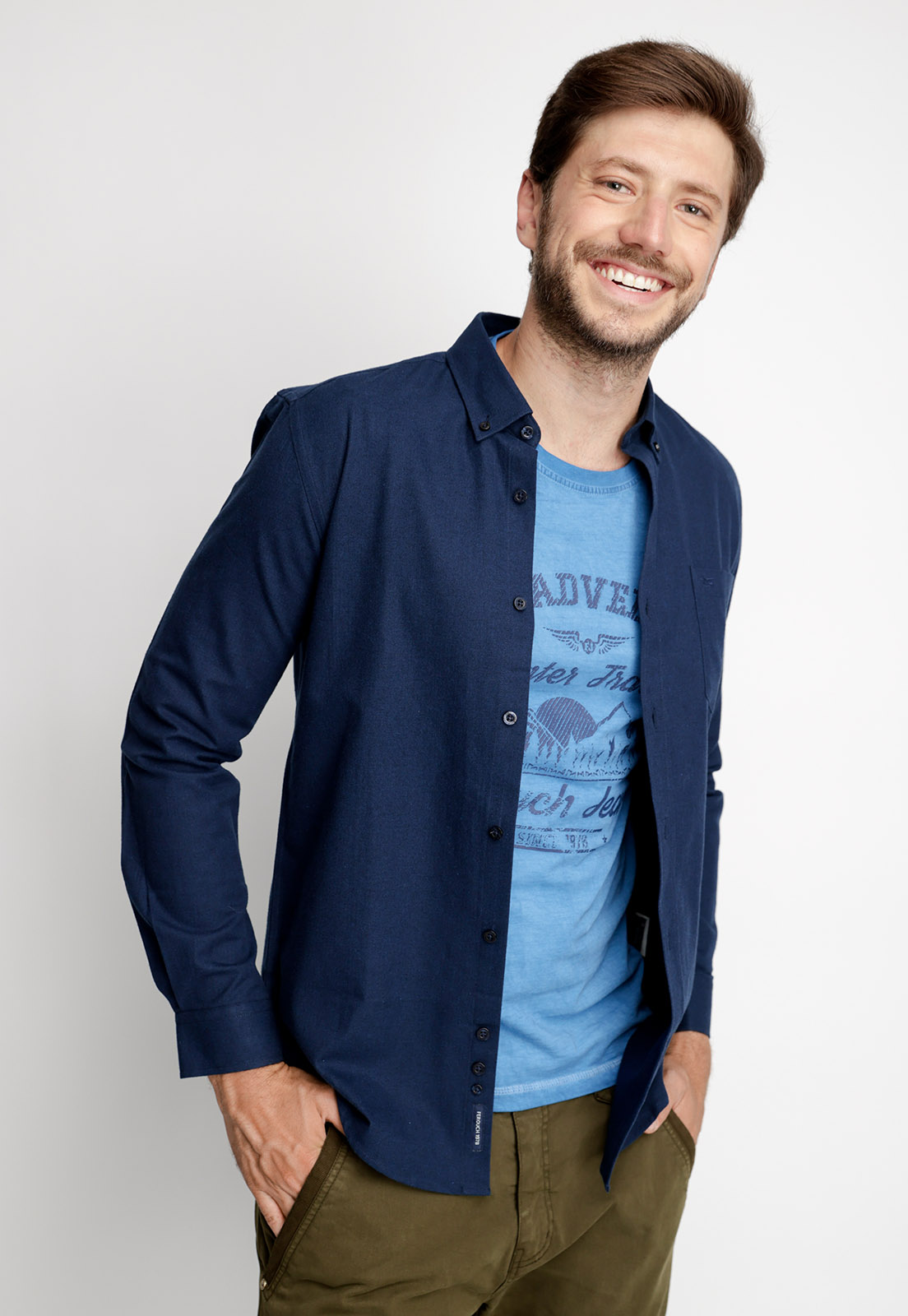CAMISA FRANELA LISA F NAVY - 1