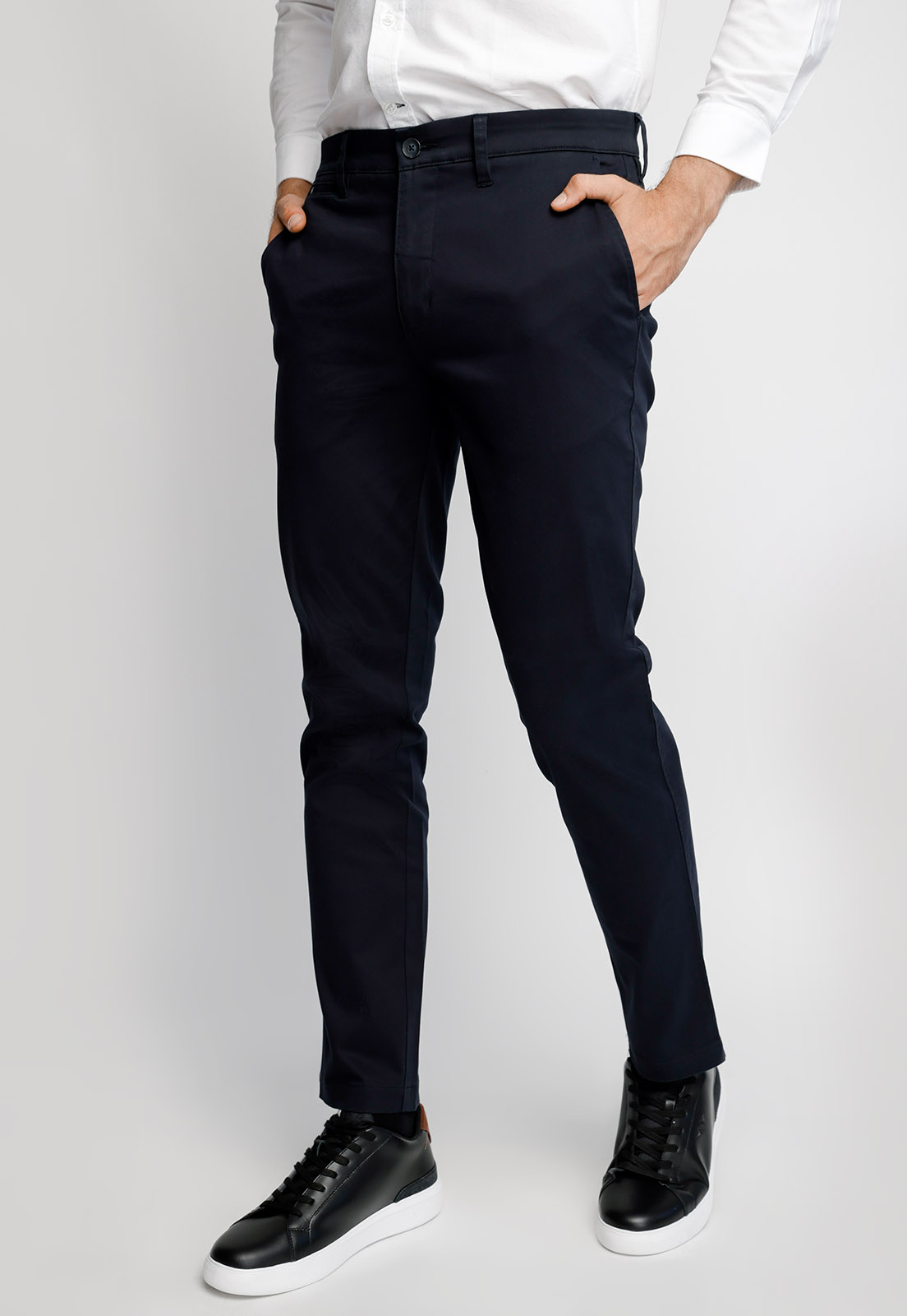 PANTALÓN TWILL SIN PLIEGUES SLIM L/31 NAVY - 1