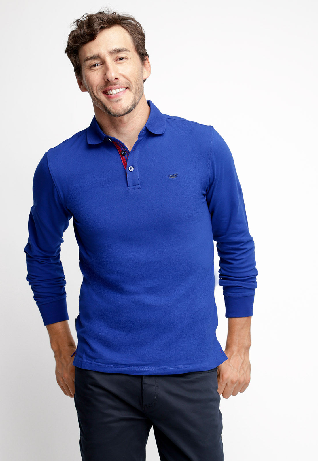 POLERA POLO BÁSICA MANGA LARGA BLUE - 1