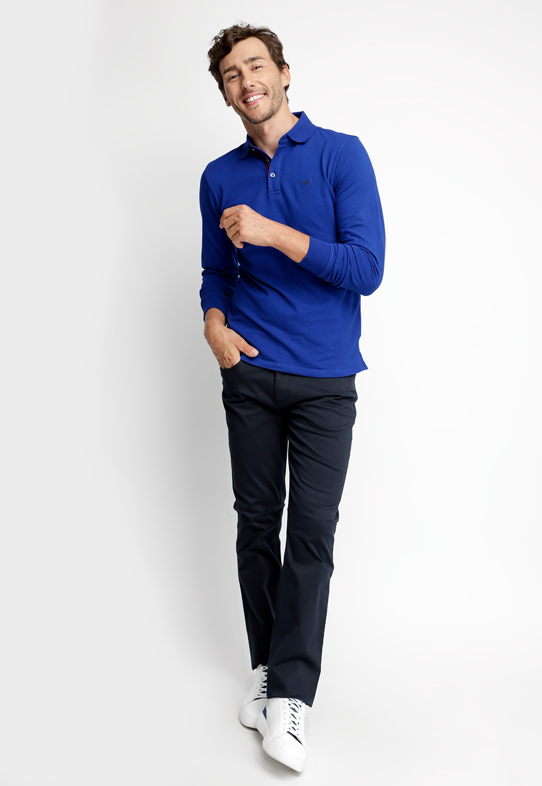 POLERA POLO BÁSICA MANGA LARGA BLUE - 4