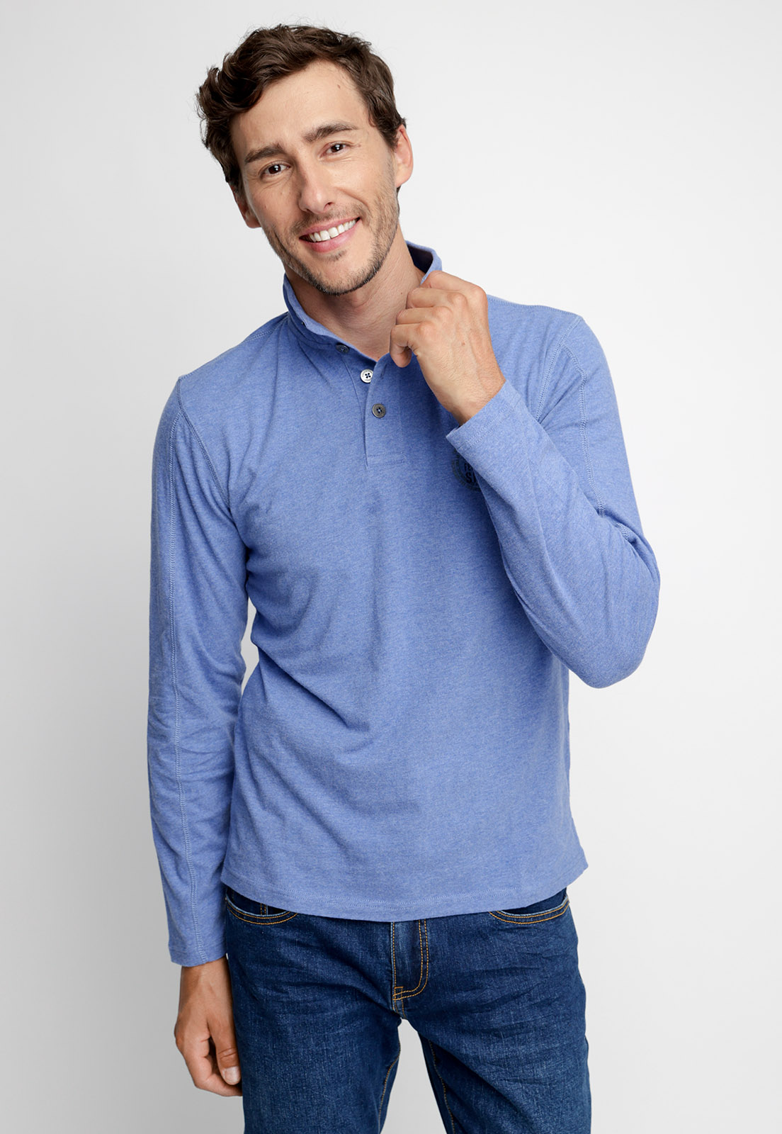 POLERA POLO UTAH BLUE MELANGE - 1