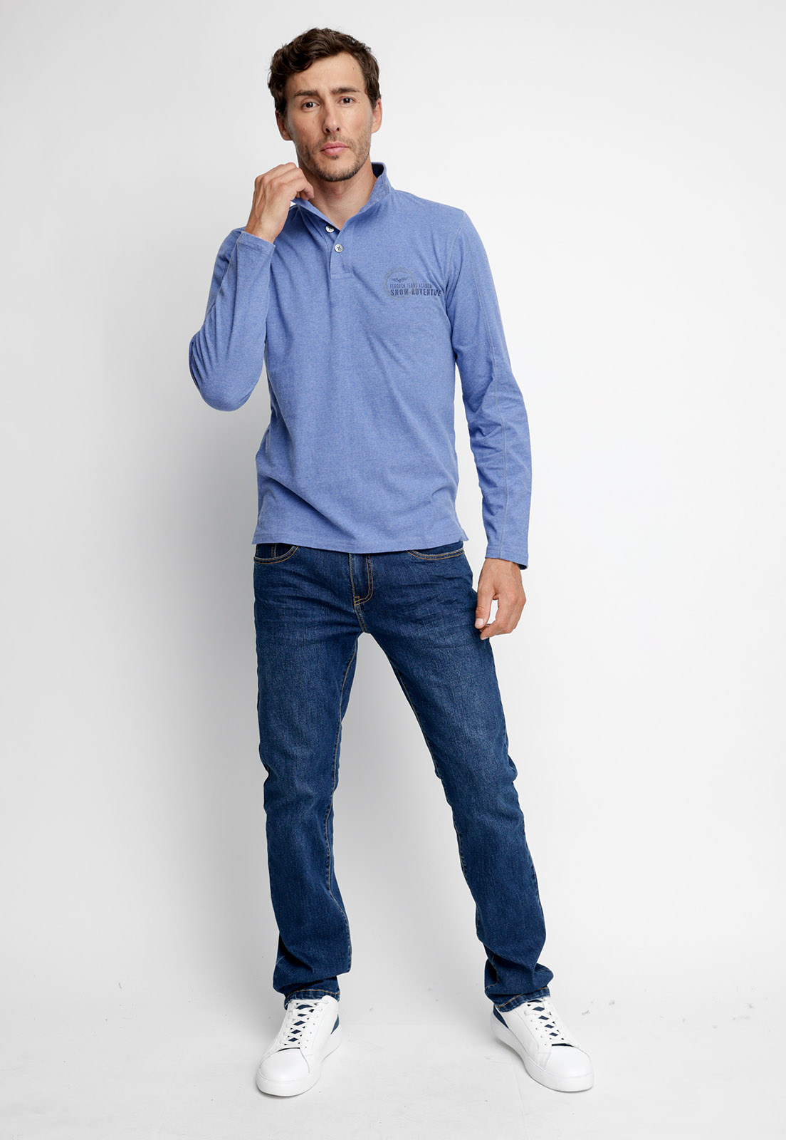 POLERA POLO UTAH BLUE MELANGE - 4