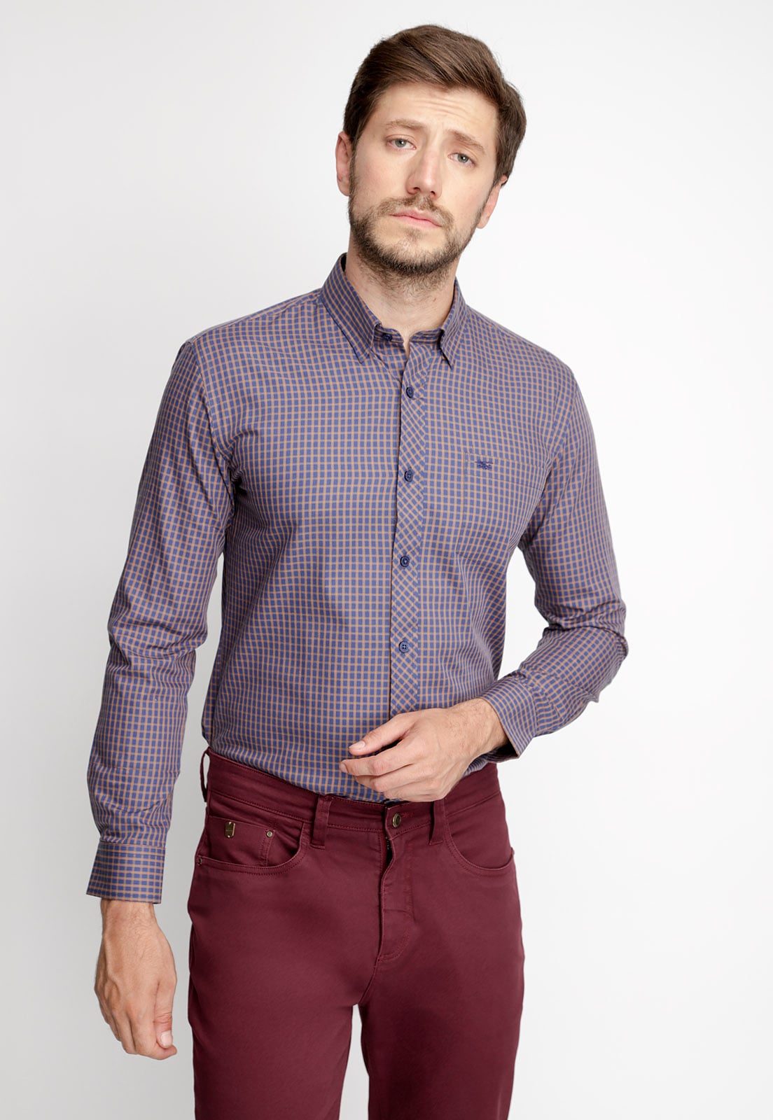 CAMISA CHECKERED HUDSON F GOLD - 1