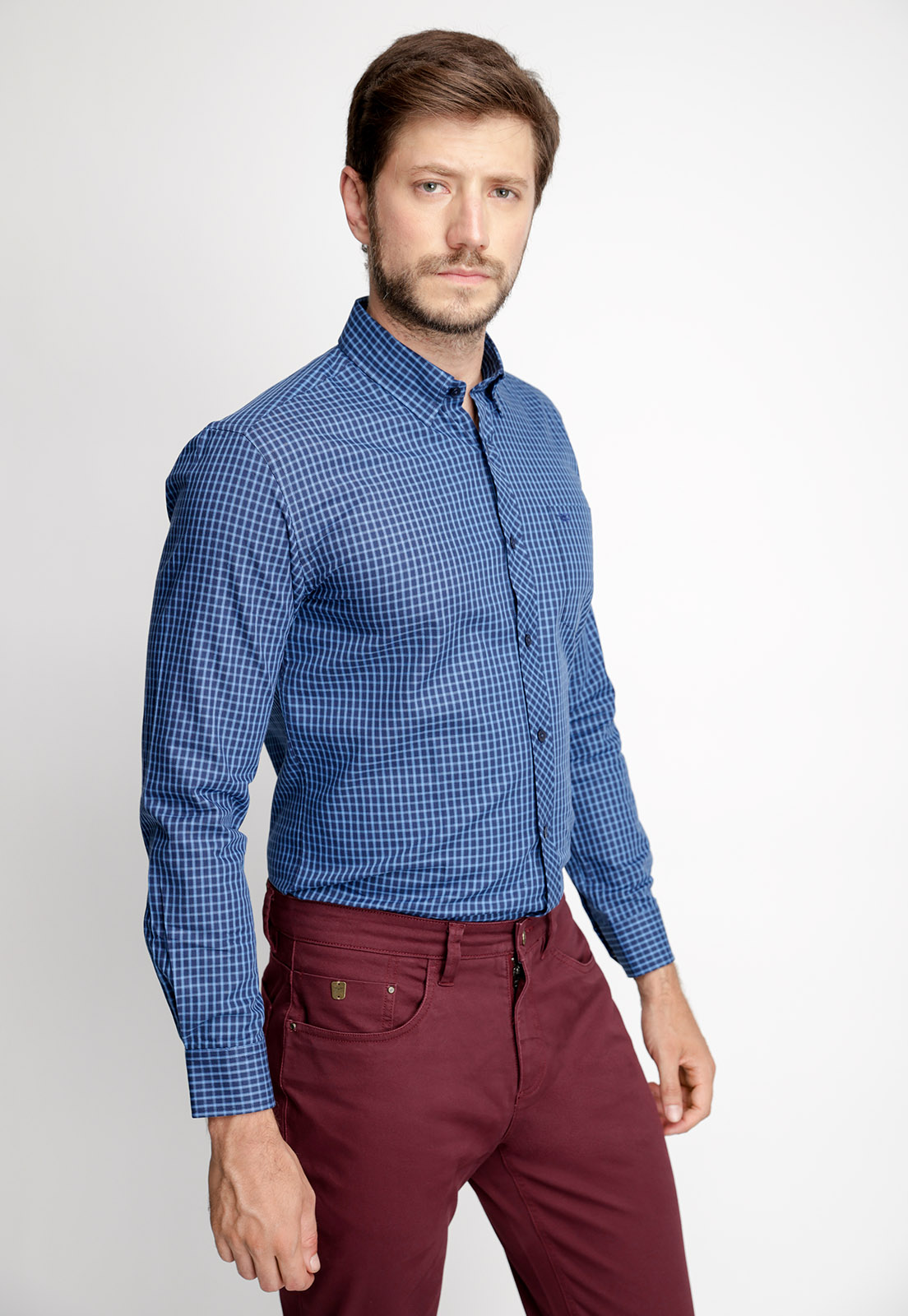 CAMISA CHECKERED HUDSON F BLUE - 1