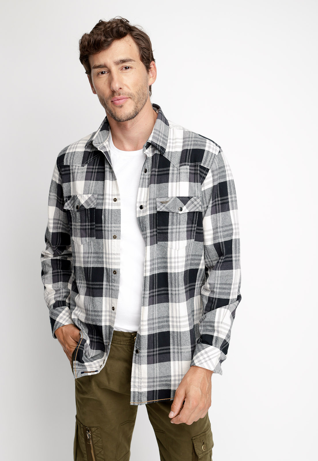 CAMISA CHECKERED VIRGINIA FJ BLACK - 1
