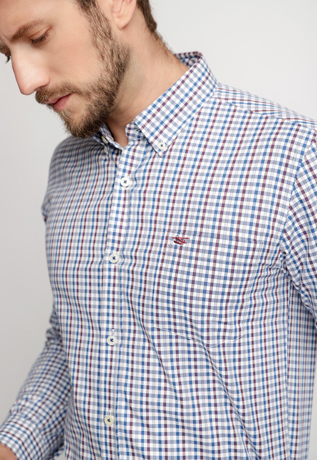 CAMISA SMART CASUAL DUBLIN BURGUNDY - 3