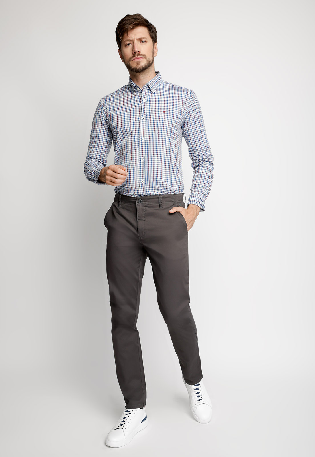 CAMISA SMART CASUAL DUBLIN BURGUNDY - 4