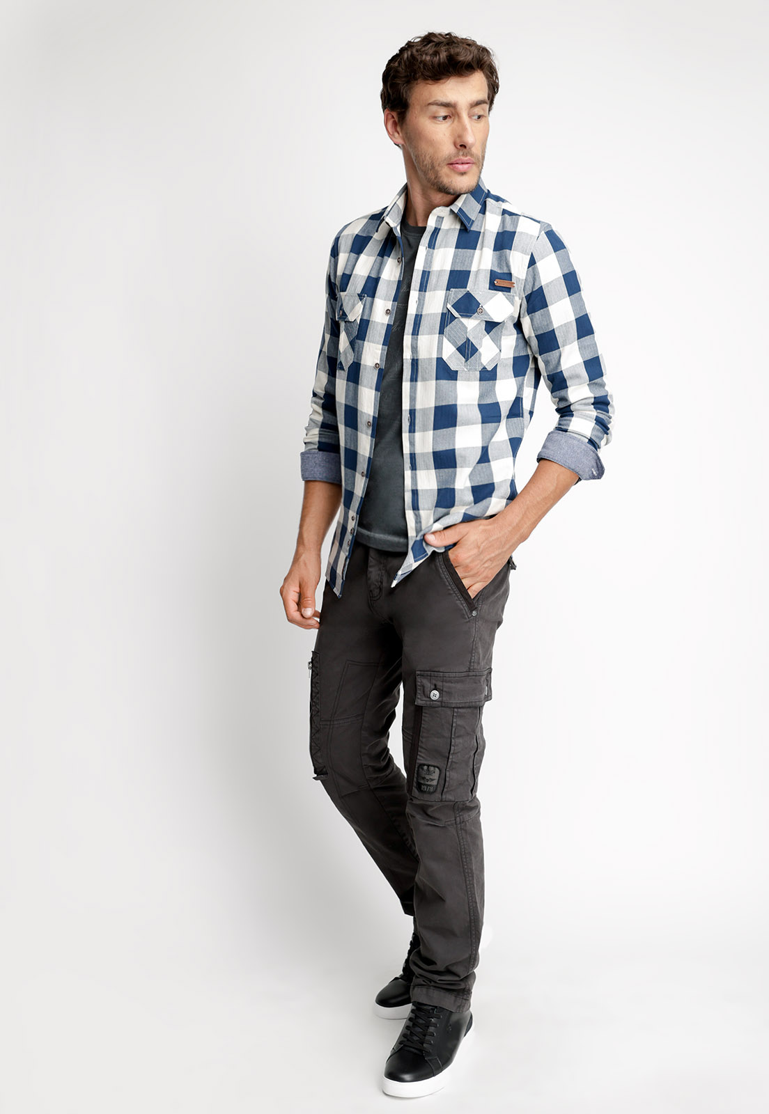 CAMISA CHECKERED INDIANA FJ BLUE - 4