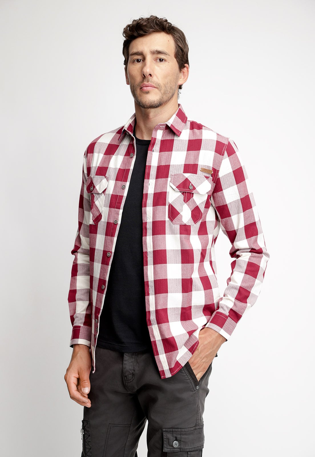 CAMISA CHECKERED INDIANA FJ CABERNET MELANGE - 1