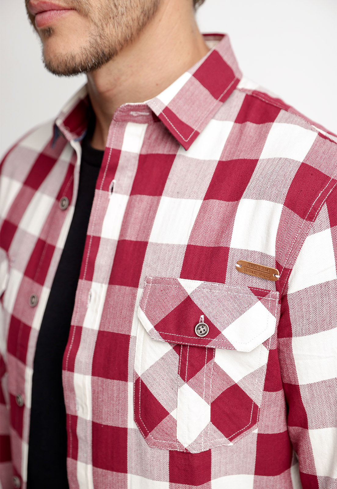 CAMISA CHECKERED INDIANA FJ CABERNET MELANGE - 3