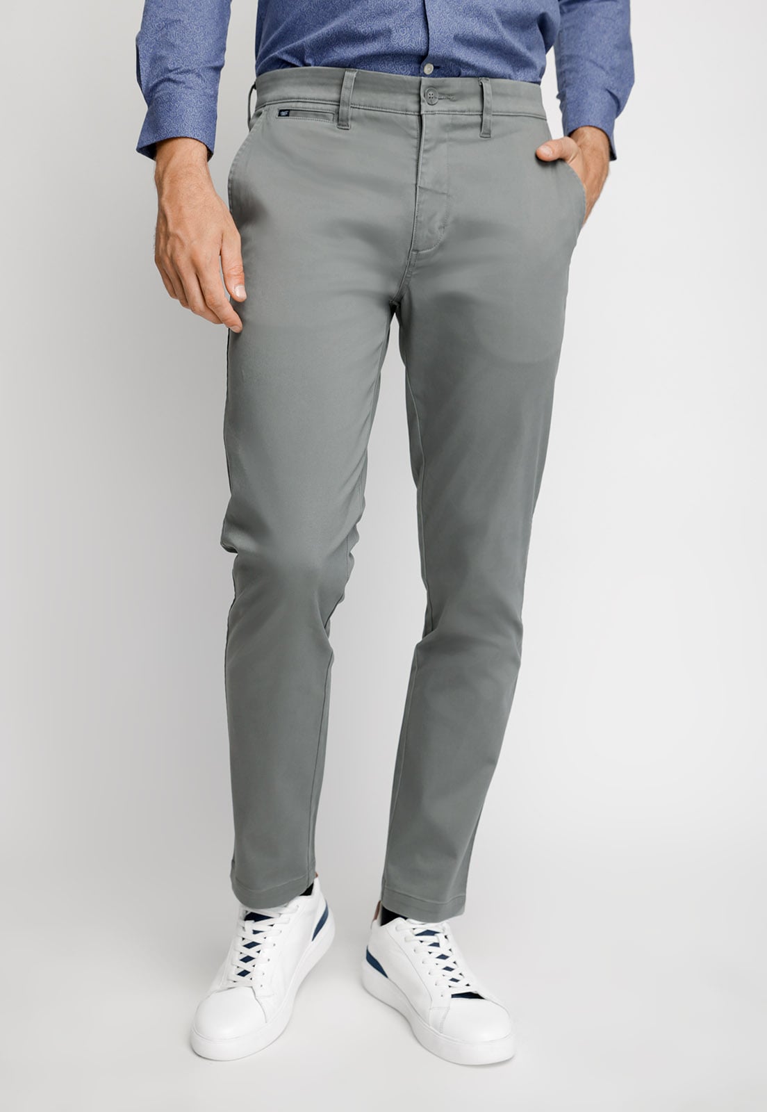 PANTALÓN TWILL SIN PLIEGUES SLIM L/31 LT GREY - 1