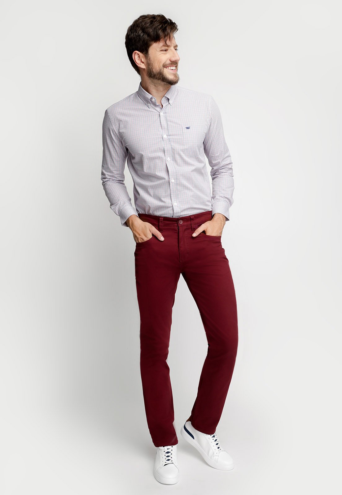 CAMISA SMART CASUAL PARMA DK RED - 4