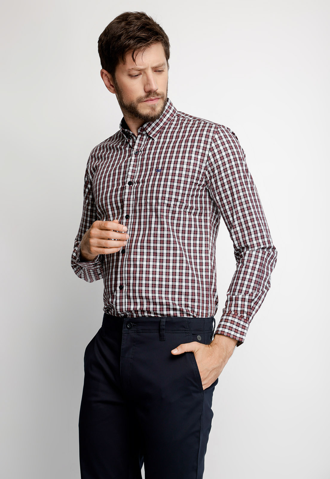 CAMISA SMART CASUAL BRISTOL CABERNET - 1
