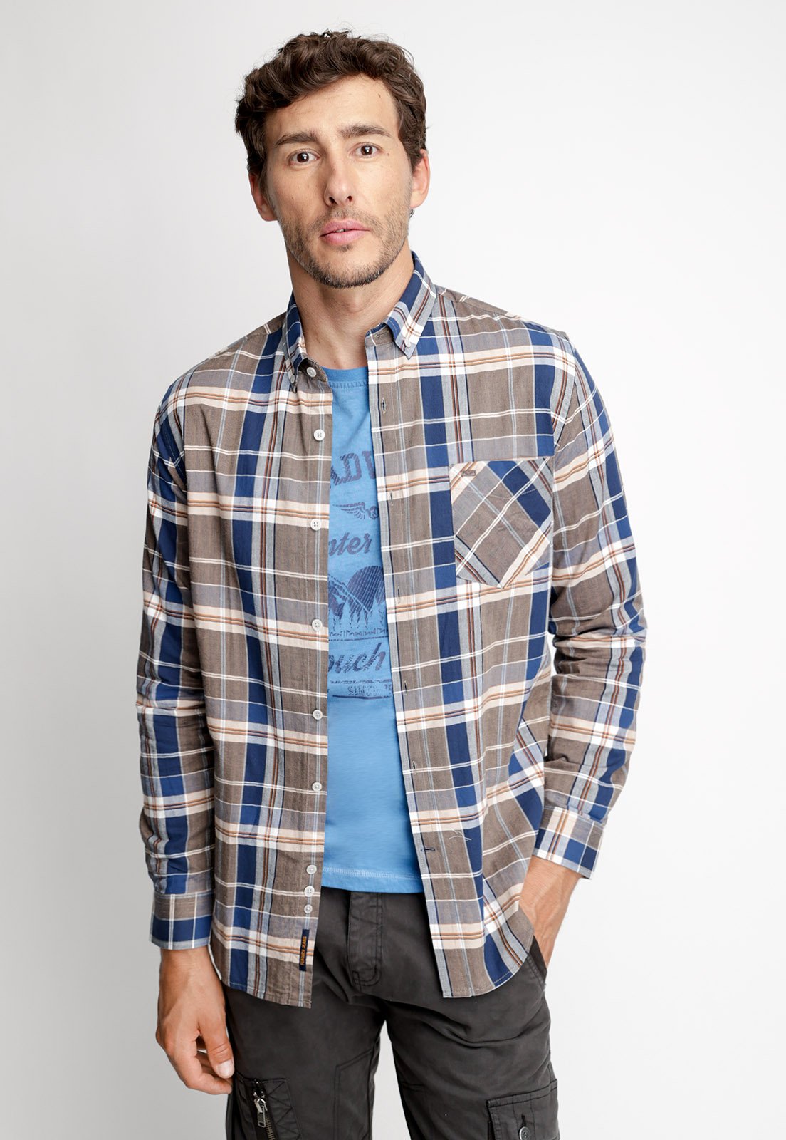 CAMISA CHECKERED SAN DIEGO FJ CAMEL - 1