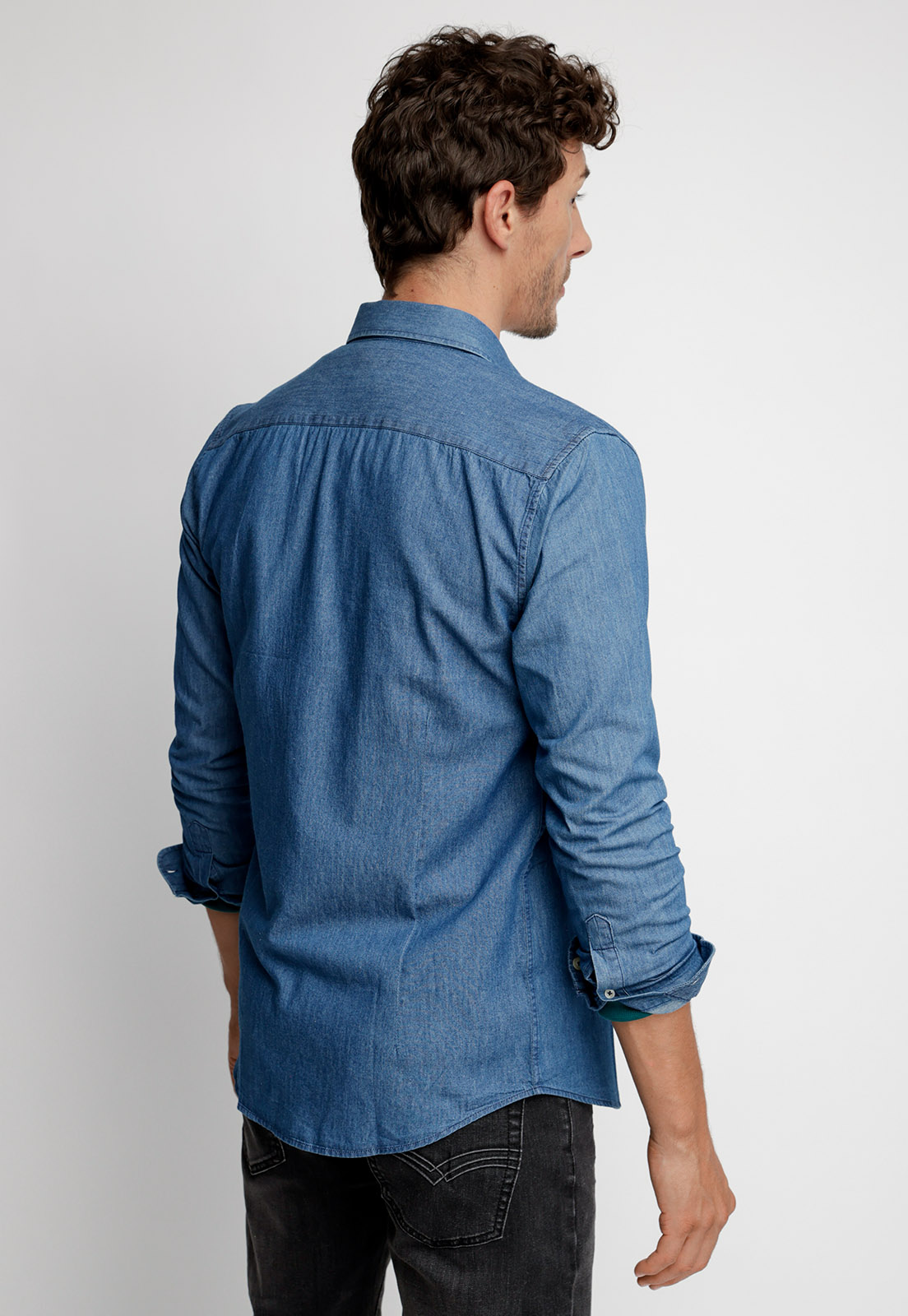 CAMISA DENIM TRENTON FJ NAVY - 2