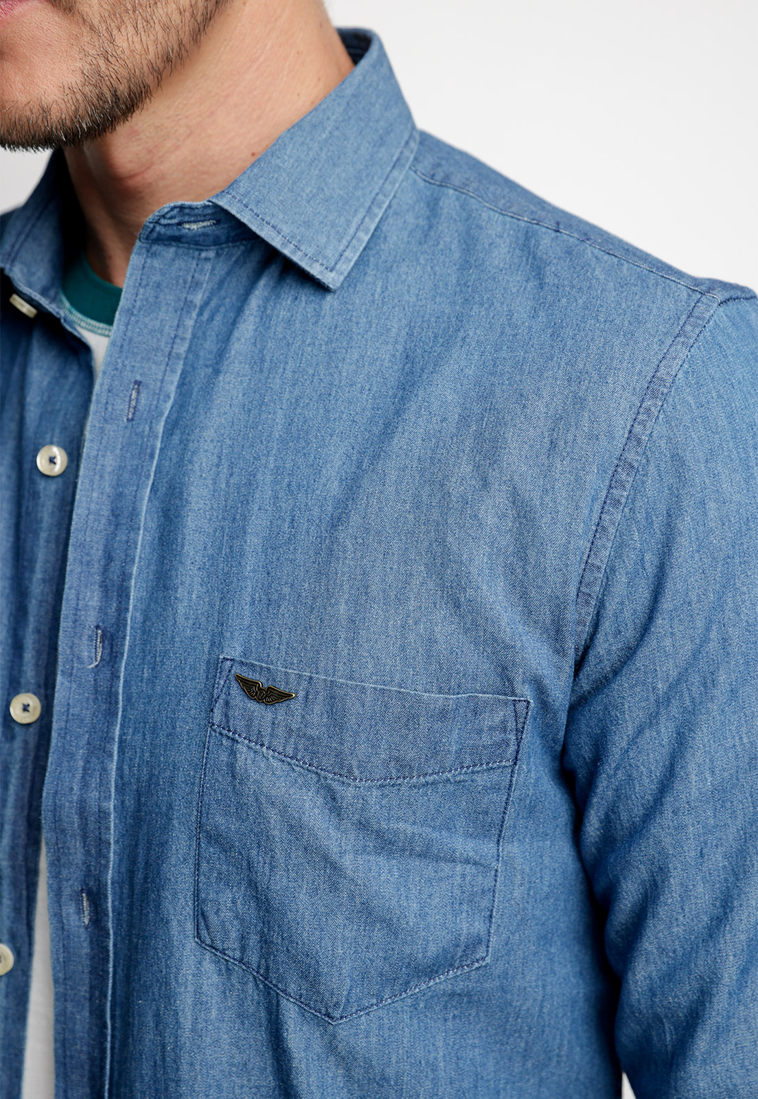 CAMISA DENIM TRENTON FJ NAVY - 3
