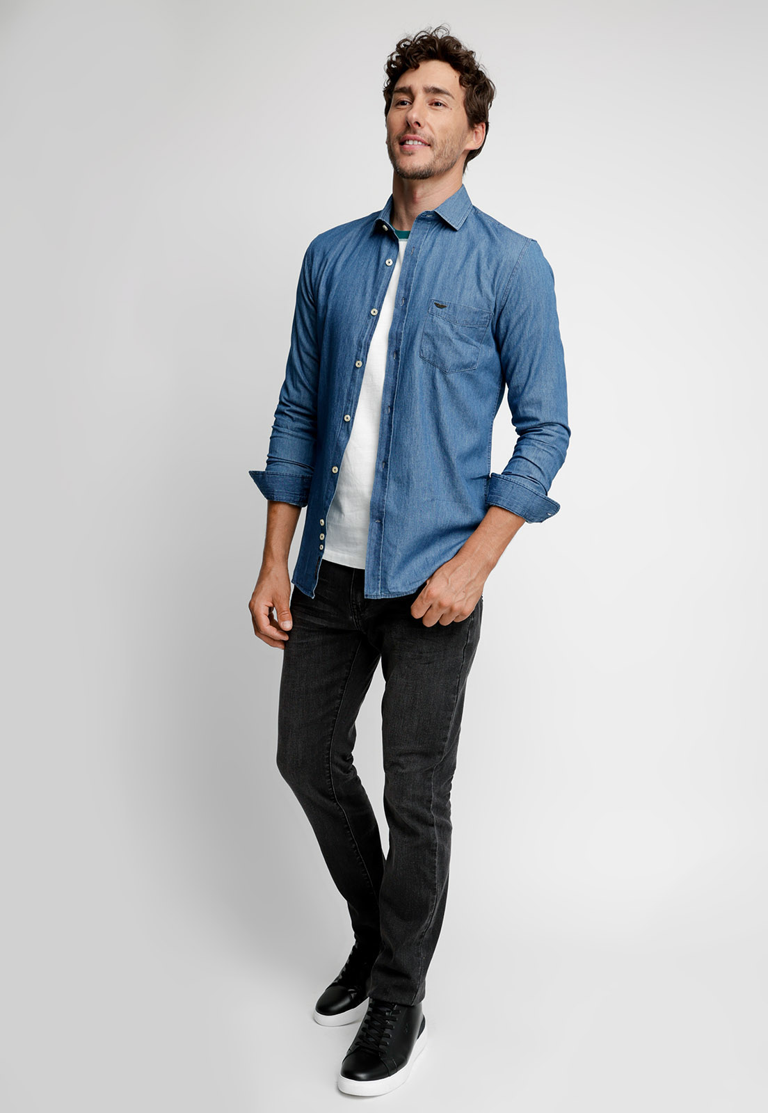 CAMISA DENIM TRENTON FJ NAVY - 4