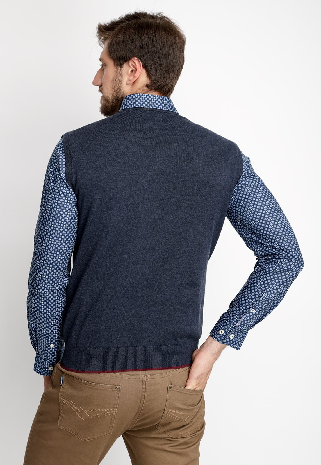 SWEATER SIN MANGAS SMART CASUAL NAVY MELANGE - 2