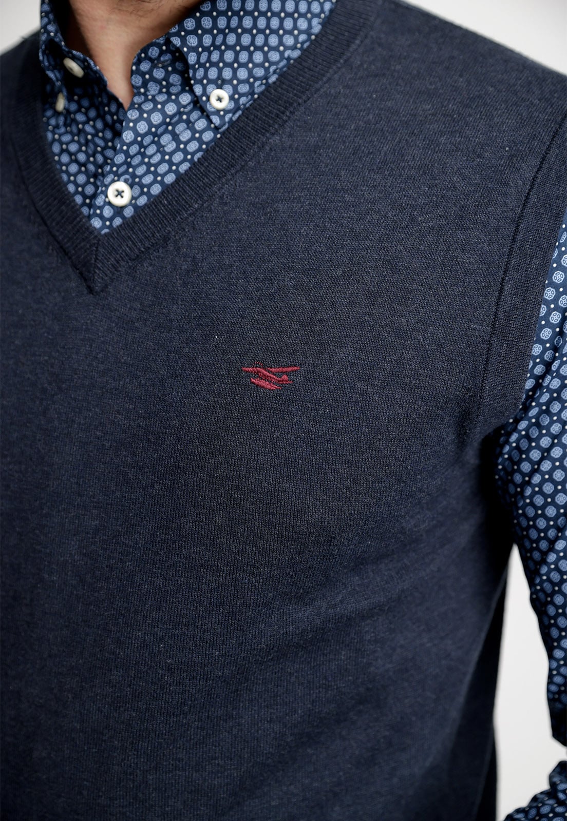 SWEATER SIN MANGAS SMART CASUAL NAVY MELANGE - 3