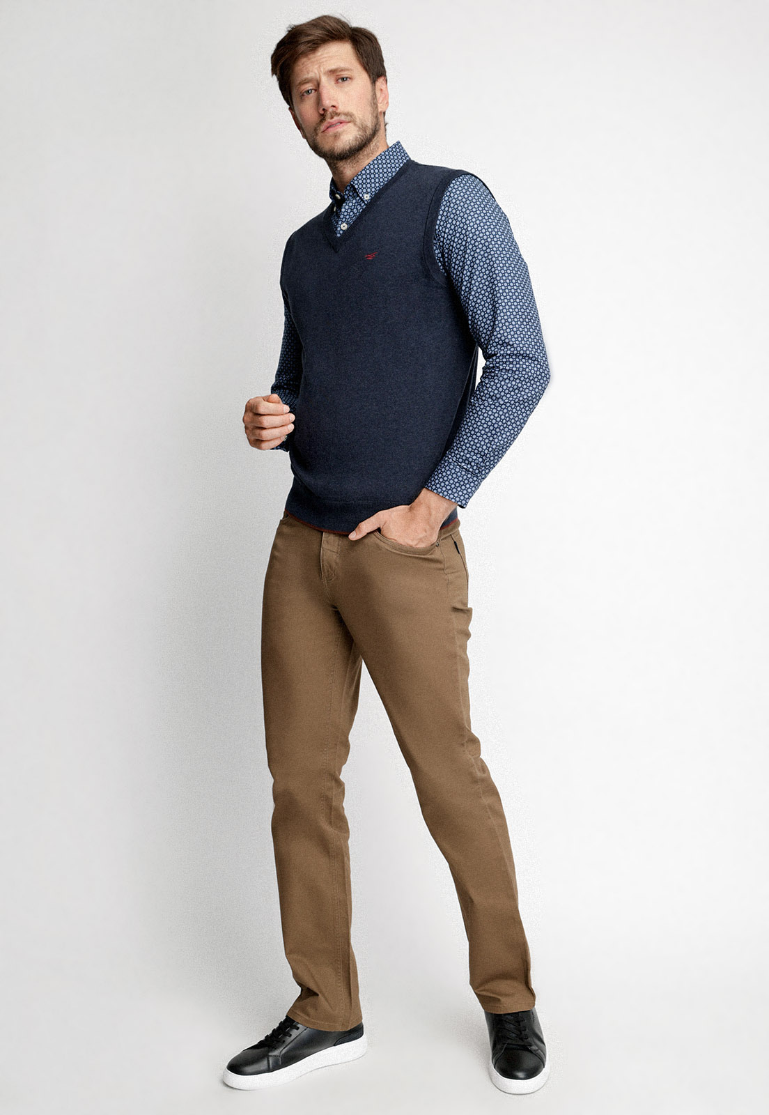 SWEATER SIN MANGAS SMART CASUAL NAVY MELANGE - 4